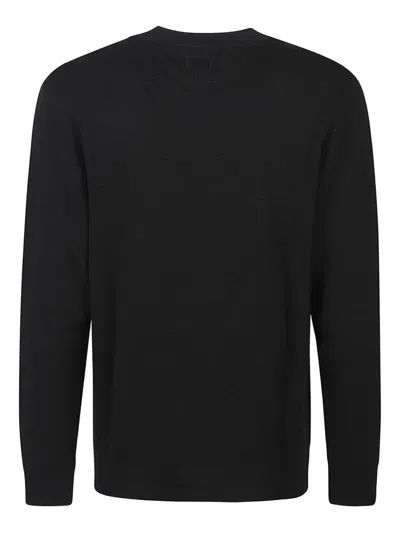 C.p. Company Knitted Wool Pullover With Signature Patch Logo In Black