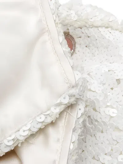 Pre-owned Chanel 1986-1988 Cocomark Button Sequin Jacket In White