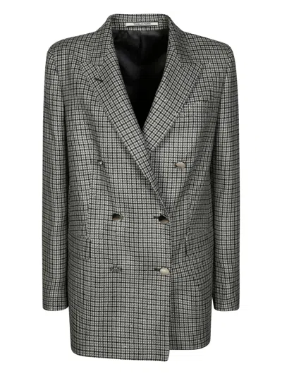 Tagliatore Double-breasted Coat With Sequin Polka Dots In Gray