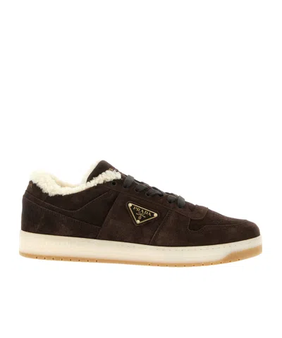 Prada Suede Sneakers Rubber Sole In Brown