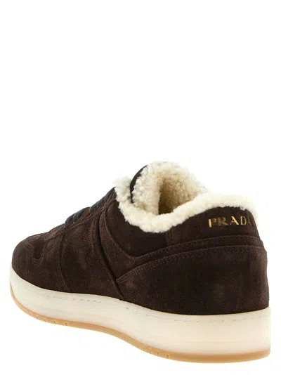 Prada Suede Sneakers Rubber Sole In Brown