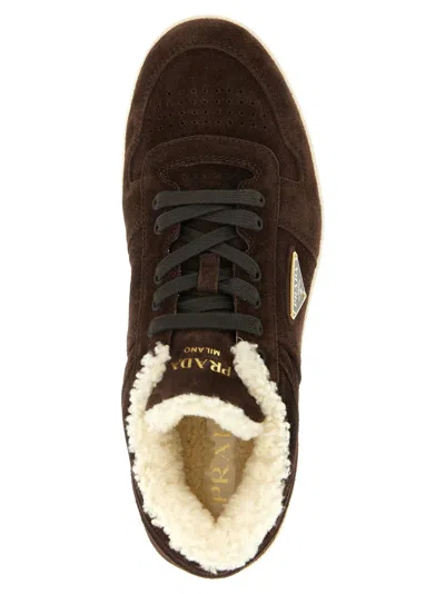 Prada Suede Sneakers Rubber Sole In Brown