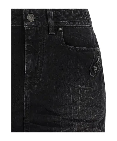 Balenciaga Washed Black City Mini Denim Skirt In Black