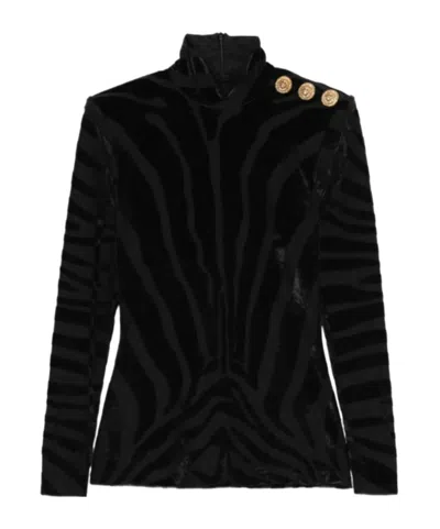 Balmain Zebra-print Top In Black