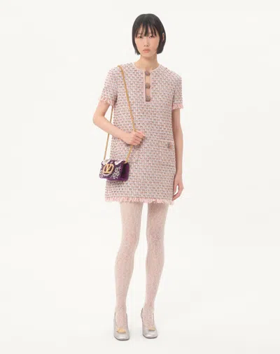 Valentino Loco Small Peonies Beaded Velvet Shoulder Bag In Purple