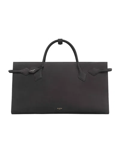 Alaïa Le Teckel Nubuck Leather Tote Bag In Black