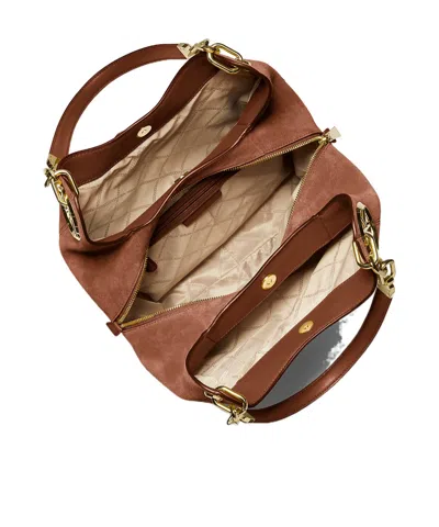 Michael Kors Lillie Large Suede Shoulder Bag In Brown