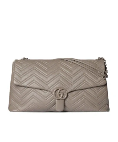 Gucci Women Gg Marmont Matelasse Leather Shoulder Bag In White