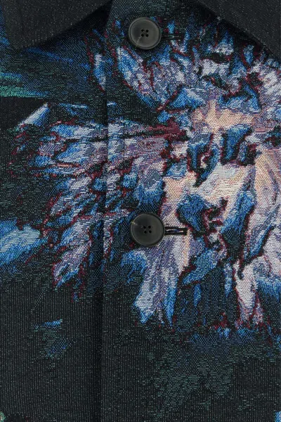 Dries Van Noten Men Embroidered Jacquard Rivne Coat In White