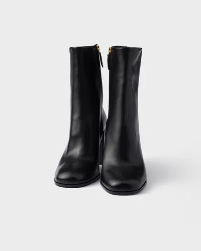 Prada Stylish Leather Ankle Boots With Block Heel In Multi