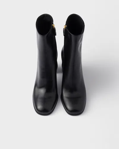 Prada Stylish Leather Ankle Boots With Block Heel In Multi