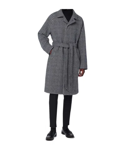 Tagliatore Check-print Coat In Black