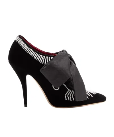 Valentino Rockoco Embellished Taffeta-trimmed Suede Pumps In Multi