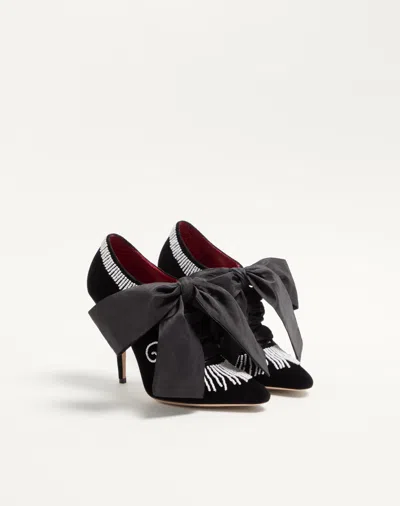 Valentino Rockoco Embellished Taffeta-trimmed Suede Pumps In Multi