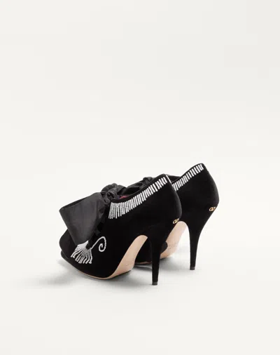 Valentino Rockoco Embellished Taffeta-trimmed Suede Pumps In Multi