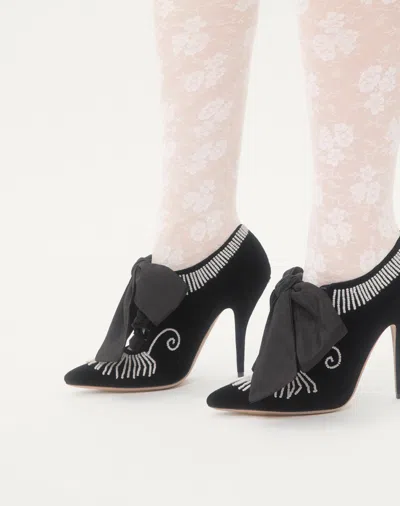 Valentino Rockoco Embellished Taffeta-trimmed Suede Pumps In Multi