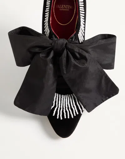 Valentino Rockoco Embellished Taffeta-trimmed Suede Pumps In Multi