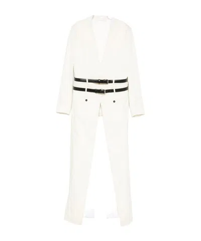 Dsquared2 Double-breasted Coat Featuring Belt Detail In White