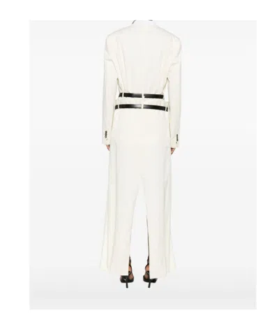Dsquared2 Double-breasted Coat Featuring Belt Detail In White