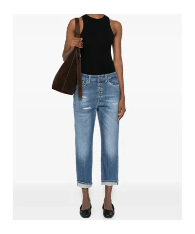 Dondup Buttoned Distressed Denim In Blue