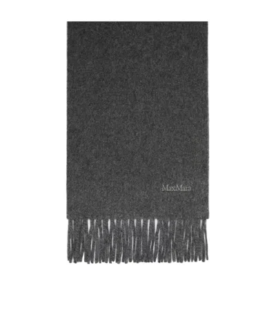 Max Mara Wool Scarf Scilli Fringed Edges In Gray