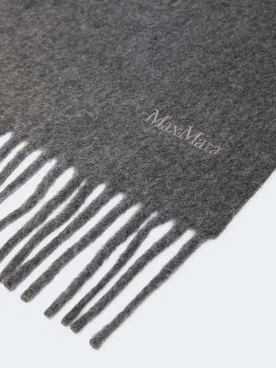Max Mara Wool Scarf Scilli Fringed Edges In Gray