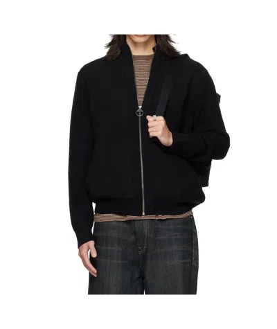 Barbour Ribbed Knit Half-zip Sweater With Classic Funnel Neck And Elbow Patches In Black