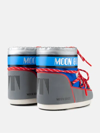 Moon Boot Grey Fabric Icon Low Space Racing Ankle Boots In Multi