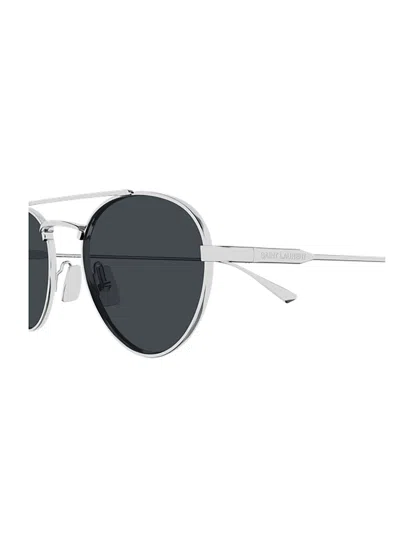 Saint Laurent Silver-silver-grey Metal Sunglasses In Metallic
