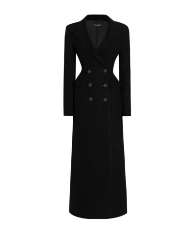 Dolce & Gabbana Double-breasted Coat In Wool In Black