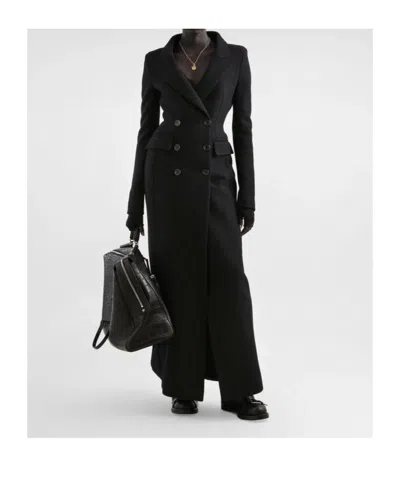 Dolce & Gabbana Double-breasted Coat In Wool In Black