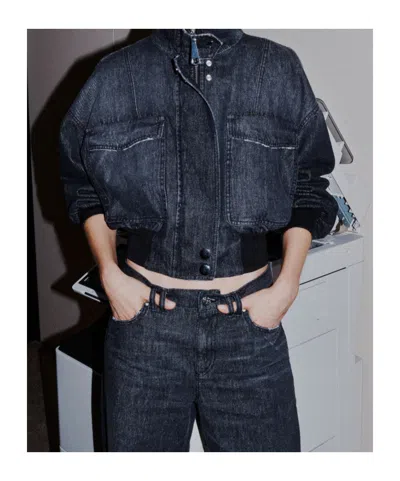Marella Cropped Denim Jacket In Black