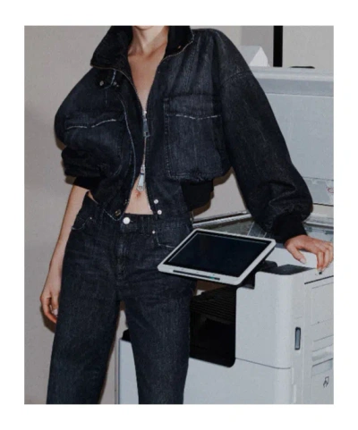 Marella Cropped Denim Jacket In Black