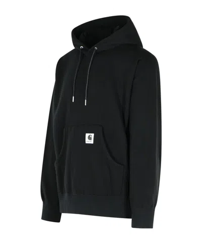Sacai X Carhartt Wip Logo Patch Hooded Sweatshirt In Black