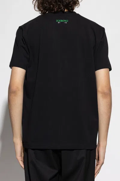 Iceberg Logo Graphic Print Short Sleeve T-shirt In Black