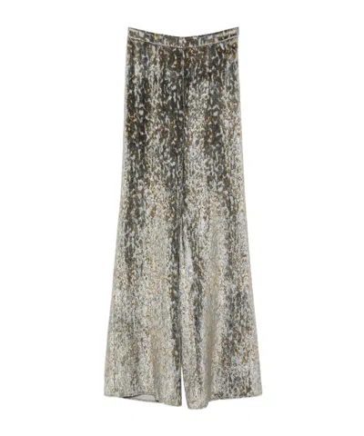 Forte Forte High Waist Wide-leg Trousers With Metallic Effect In Gray