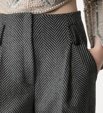 Forte Forte Highrise Trousers In Wool With Chevron Patterning In Animal Print