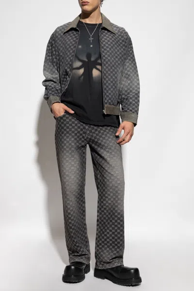 Misbhv Monogram-patterned Denim Jacket In Black