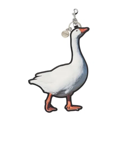 Moschino Goose Pattern Keychain In White