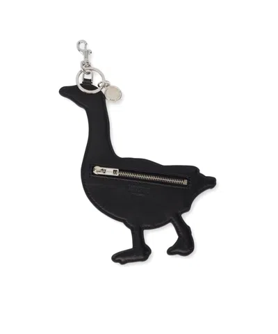 Moschino Goose Pattern Keychain In White