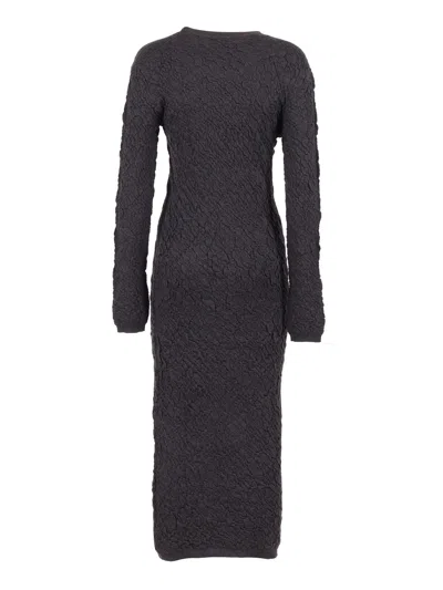 Fabiana Filippi Merino Wool Knit Dress With Embossed Effect In Black