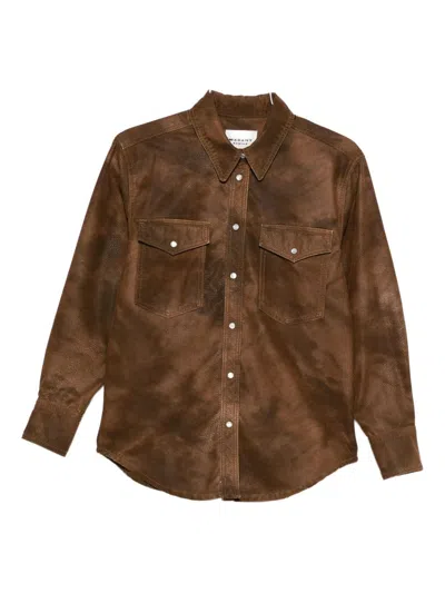 Isabel Marant Étoile Karima Faux Leather Overshirt In Brown
