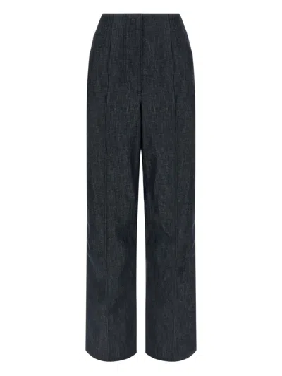 Fendi Women Cotton Wide-leg Trousers In Blue