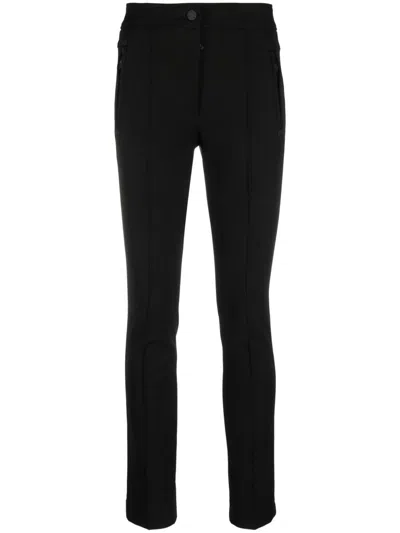 Moncler Slim Fit Stretch Fabric Trousers With Belt Loops And Side Pockets In Black