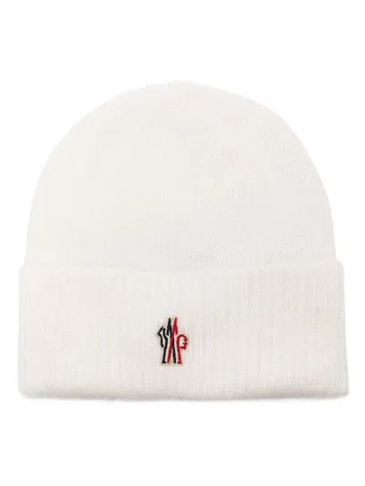 Moncler Relaxed Style Ribbed Texture Turn-up Brim Hat In White