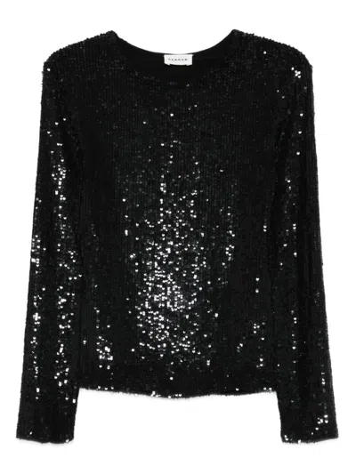 P.a.r.o.s.h Sleeveless Top With Sequin Detail And Round Neck In Black