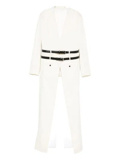 Dsquared2 Double-breasted Coat Featuring Belt Detail In White