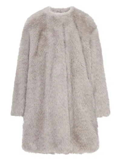 Max Mara Faux Fur Coat In Neutral