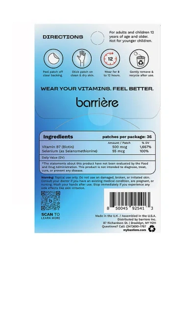 Barrière Call Of Beauty Biotin Patch 36 Pack In Blue