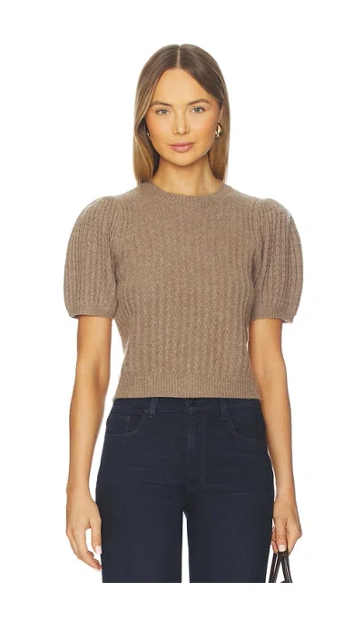 Paige Womens Heather Brown Lucerne Puffed-short-sleeves Cashmere Top In Neutral
